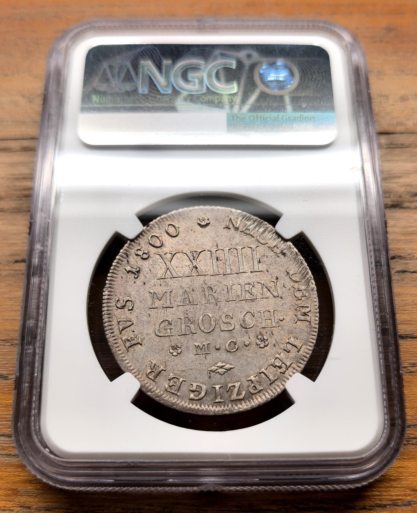 泉海漫舟·凡希社世界钱币微拍第三百十四期 1800德国不伦瑞克沃尔芬堡飞马2/3泰勒NGC-MS62，传世五彩，美不胜收！