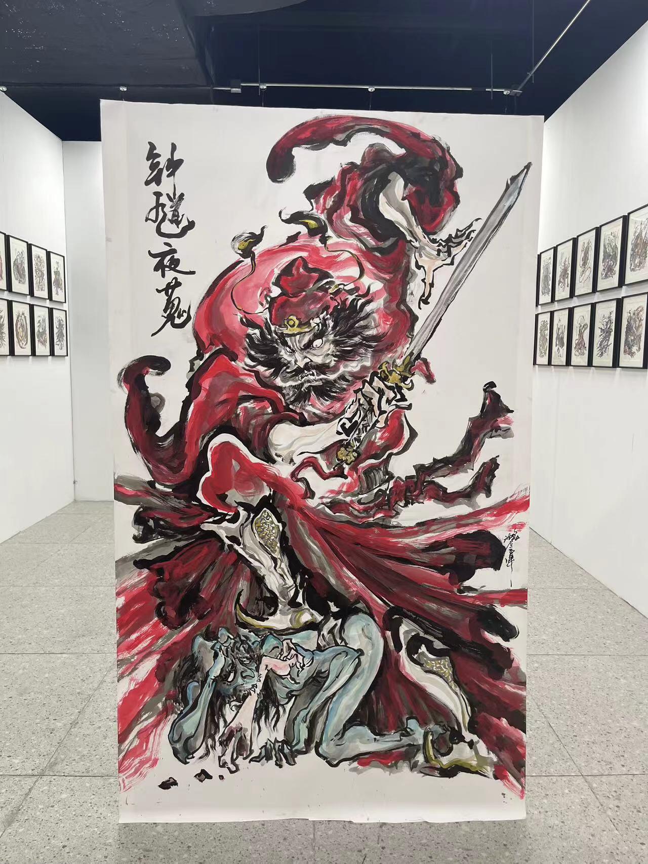 白泽拍卖卡牌手绘专场第28期（细雨生寒、寻梅闻香） 2025 沈鑫手绘画 钟馗夜蒐 尺寸：118cm*180cm