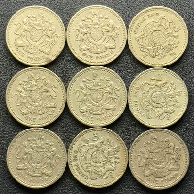 ＜小葵钱铺＞第65期·散币·银币场·满200包邮，不寄存·17号发货 - 英国散年份皇家徽章1镑黄铜纪念币9枚