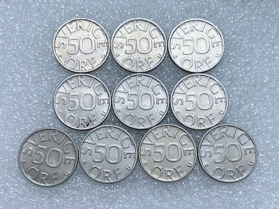 第一海外回流一元起拍收藏 散集专场  第266期 - 瑞典50欧尔硬币 10枚 原光好品
