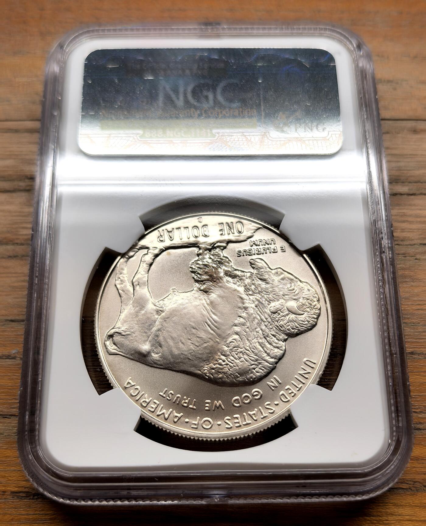 泉海漫舟·凡希社世界钱币微拍第三百十四期 2001D美国野牛DOLLAR大银NGC-MS69