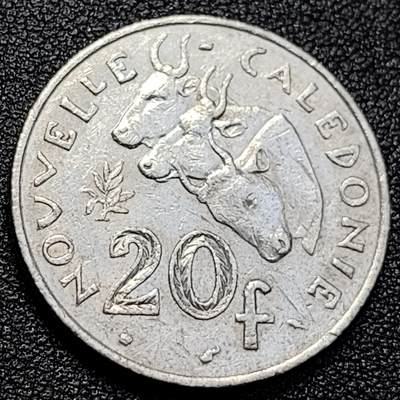 泉币菌-第129场-精品福利场（本场拍品多，请提前出价） - 法属新喀里多尼亚20法郎 公牛 镍币 硬币 28.5mm 