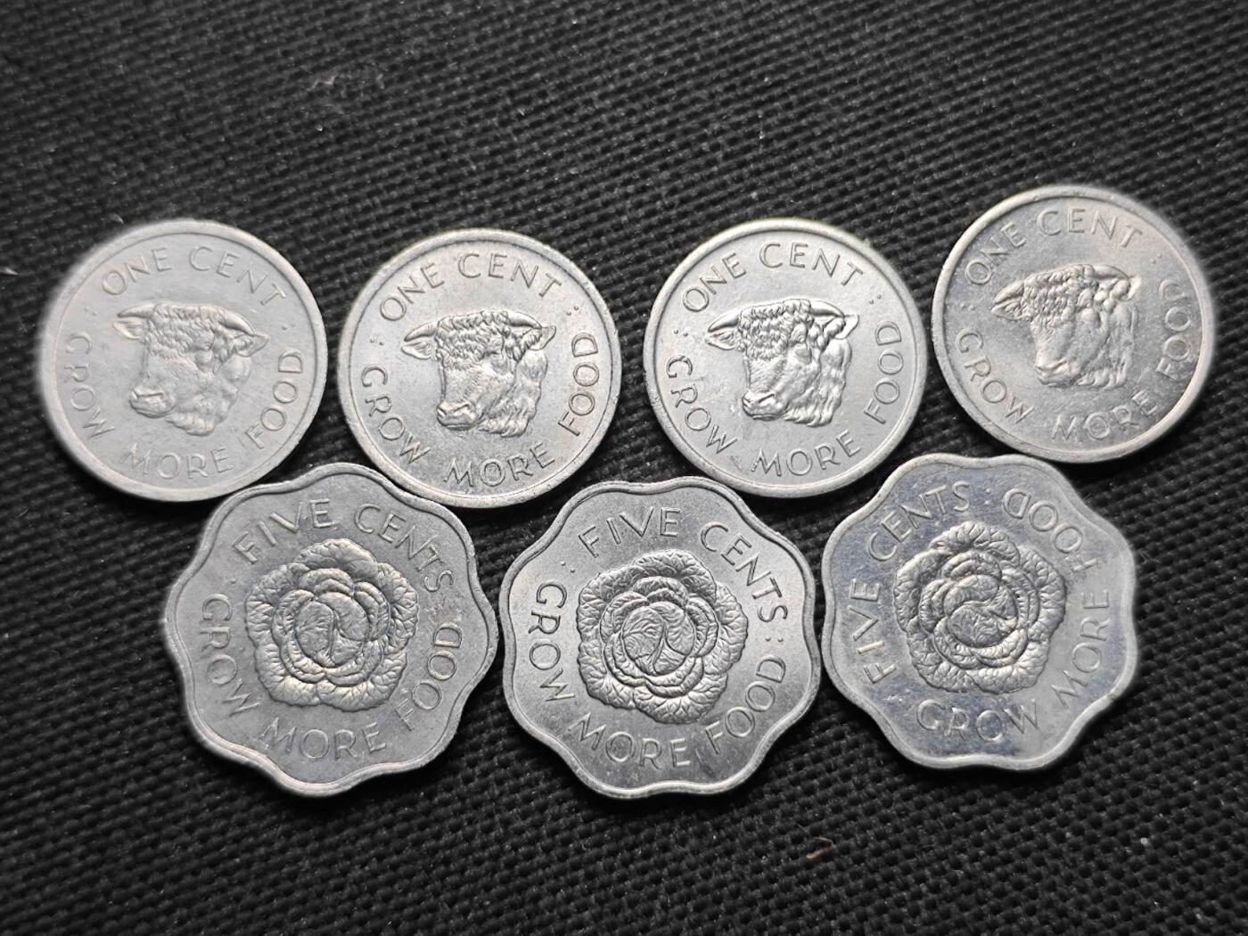 KK钱币收藏小铺  第370场  2月预留时间 周末发货  塞舌尔1/2分纪念币 一组7枚