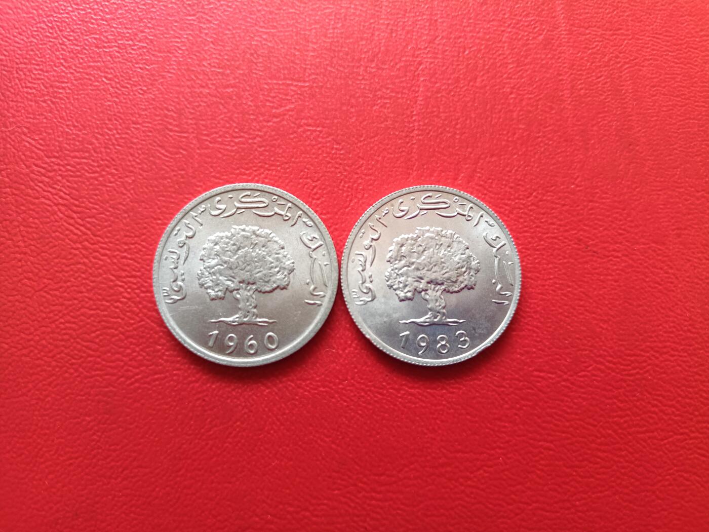 【云涧收藏】第七十九场 突尼斯1960/83年5米利姆2枚