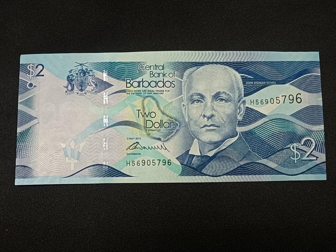 【游宝拍卖】乙巳蛇年86期  巴巴多斯-2元【2013年 全新UNC】