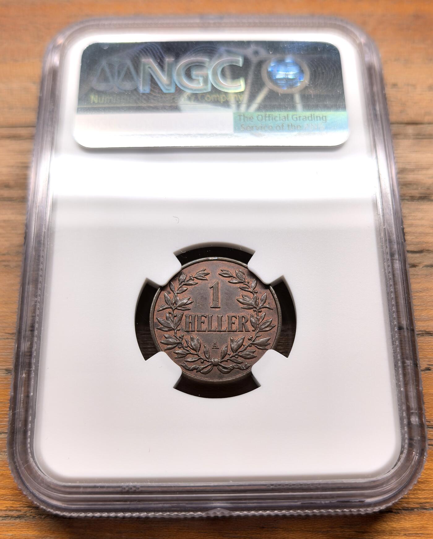 泉海漫舟·凡希社世界钱币微拍第三百十四期 1905A德属东非heller铜币NGC-MS62