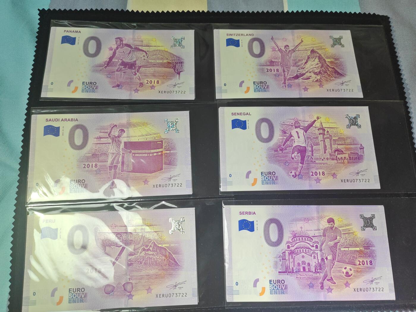 欧盟 0欧元纪念钞 18种不同品种 2018年-2023年 全新UNC 单价 