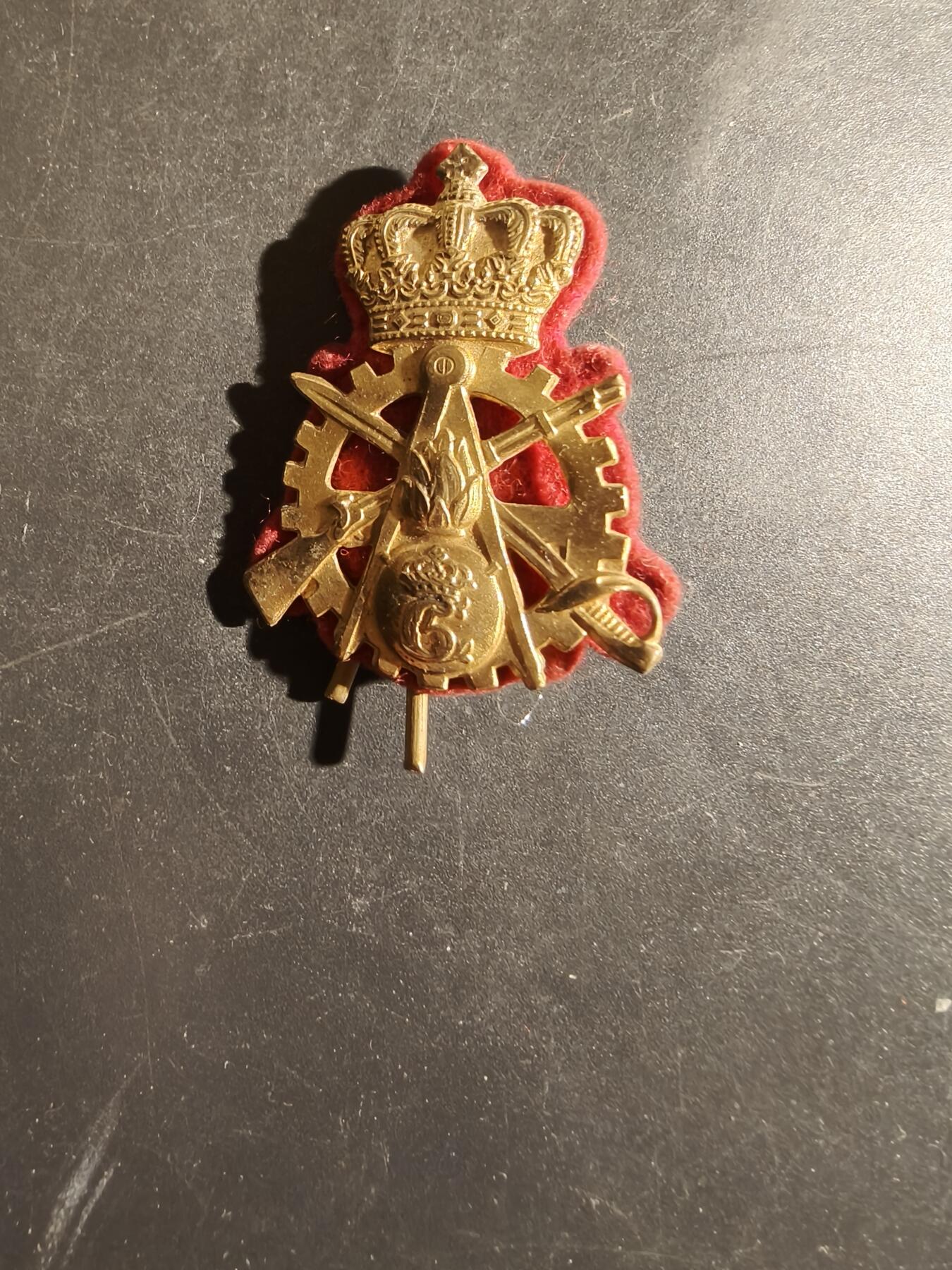 老王徽章第163期 13-15日三场连拍 16日统一发货  13、14日结束后可寄存 丹麦陆军机电与工程师团帽徽     底衬完整