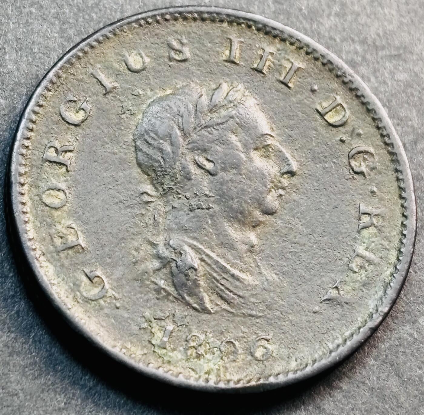 文馨钱币收藏第 281 场，【 长期接收代拍品】银元，银币，套币，纸币专场（本场截拍后休息三天，19 号发货） 少见全品 1806 年英国乔治三世半产品古铜币，轻微薄锈，并非烂品烂底烂包浆，实物上手更美