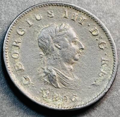 文馨钱币收藏第 281 场，【 长期接收代拍品】银元，银币，套币，纸币专场（本场截拍后休息三天，19 号发货） - 少见全品 1806 年英国乔治三世半产品古铜币，轻微薄锈，并非烂品烂底烂包浆，实物上手更美