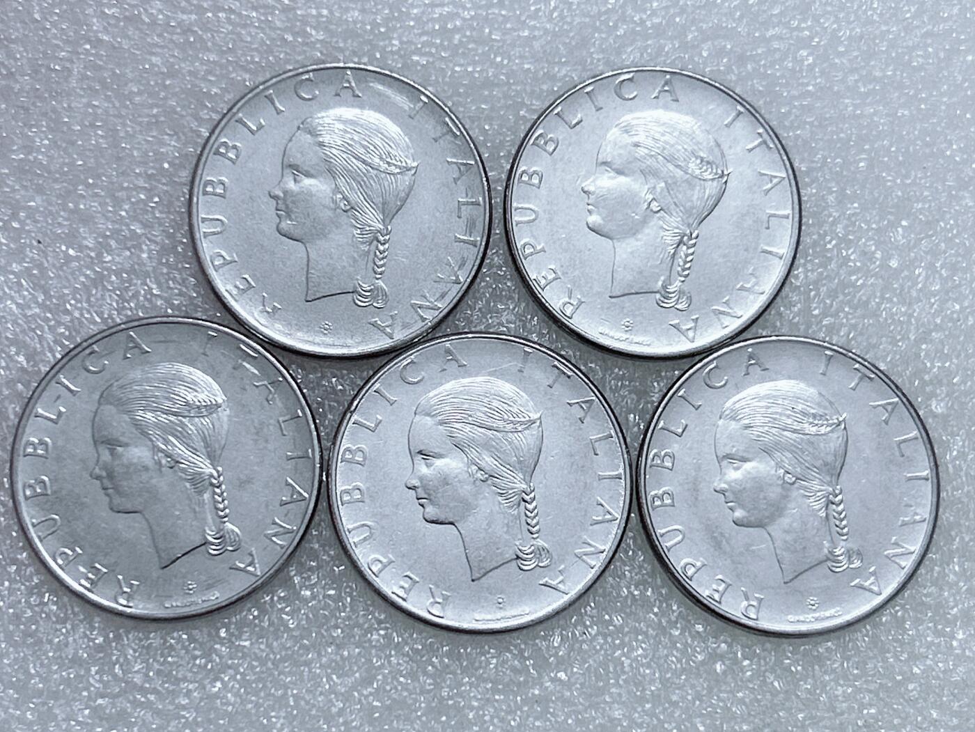 第一海外回流一元起拍收藏 散集专场  第266期 意大利1979年FAO100里拉不锈钢币 母子牛 5枚