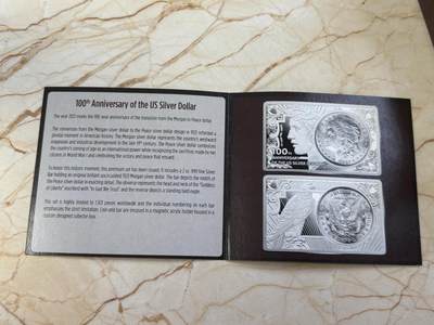美国2021年最后的摩根发行百年组合纪念银币，26.7克+2盎司，发行1921套