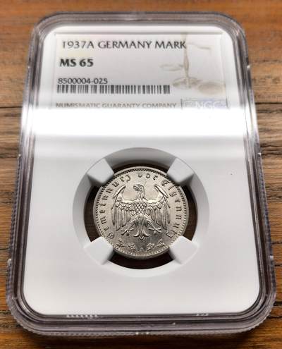 泉海漫舟·凡希社世界钱币微拍第三百十四期 - 1937A德国1马克NGC-MS65