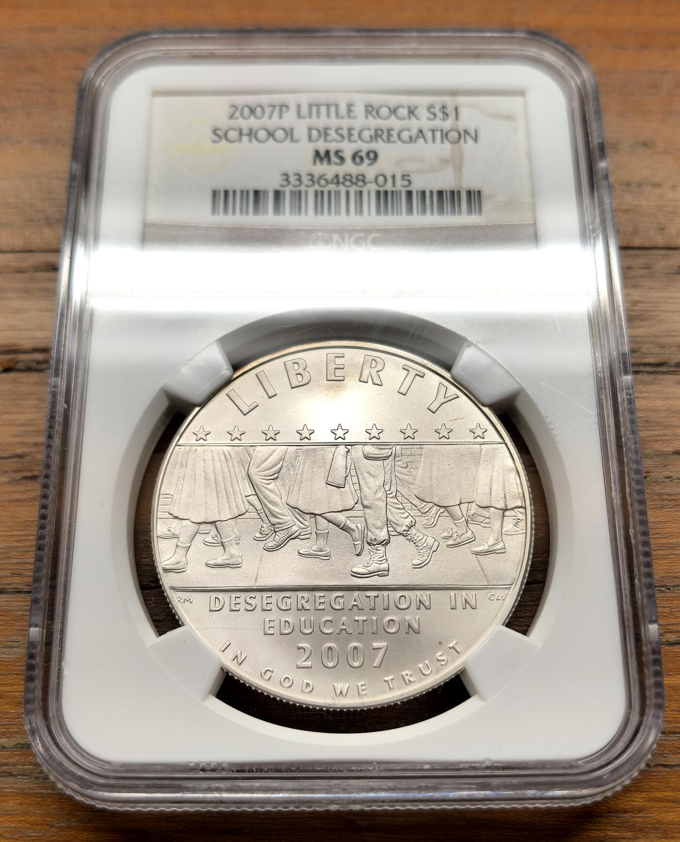 泉海漫舟·凡希社世界钱币微拍第三百十四期 2007美国校园种族隔离取消纪念Dollar大银NGC-MS69