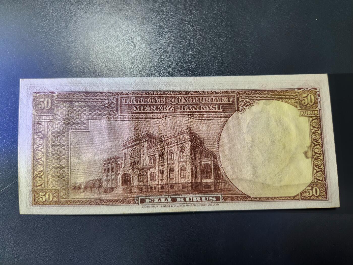 11月15号晚上8点 外国纸币自动截拍第58场 土耳其 50库鲁 1930年/1942年 首版 几乎全新