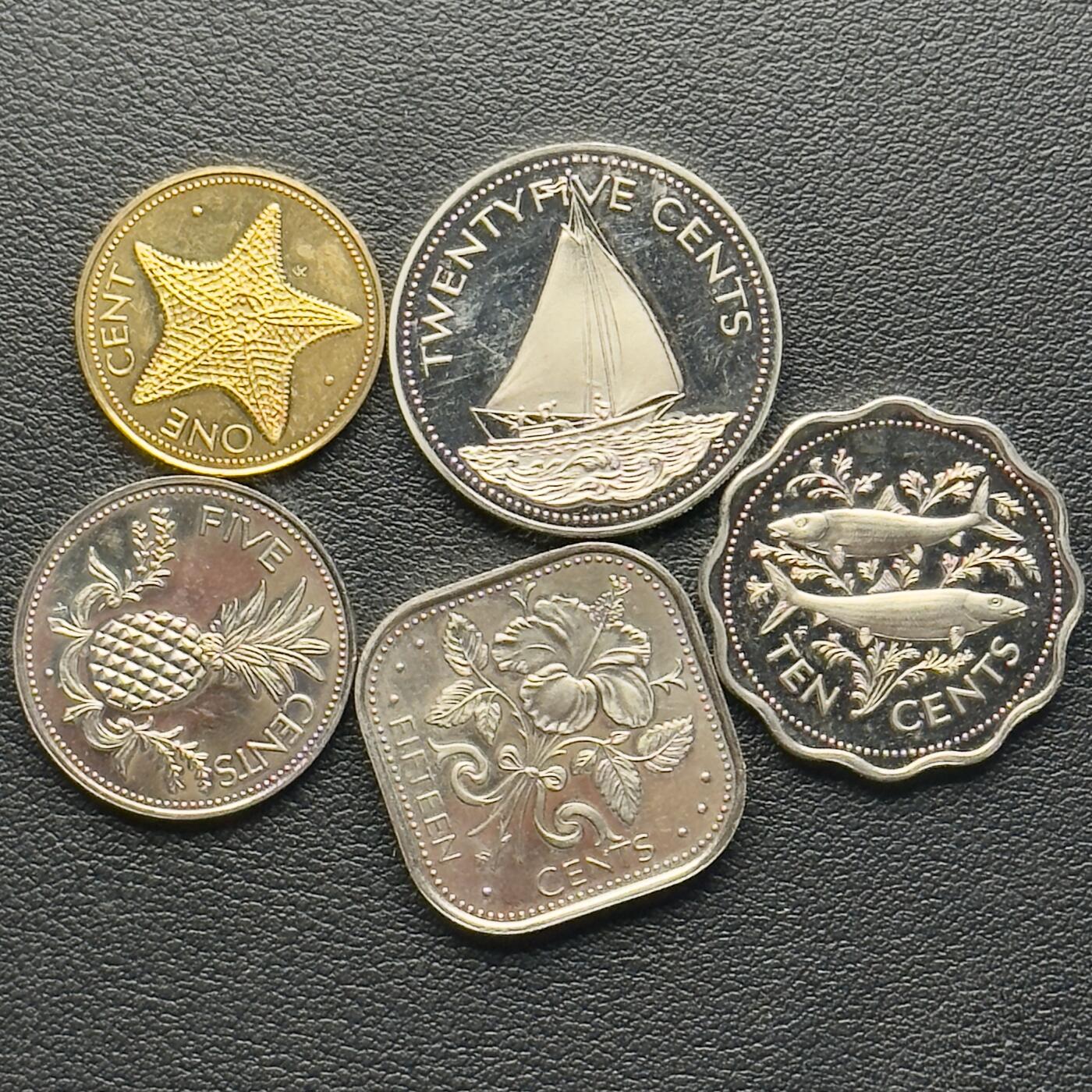 ＜小葵钱铺＞第65期·散币·银币场·满200包邮，不寄存·17号发货 巴哈马1974年精制套币5枚