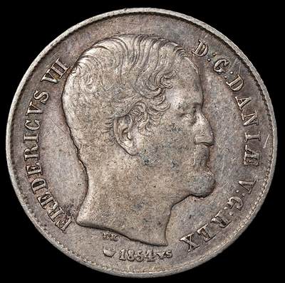 修遠堂世界钱币第九十三期 - 1854年丹麦1/2 RIGSDALER银币