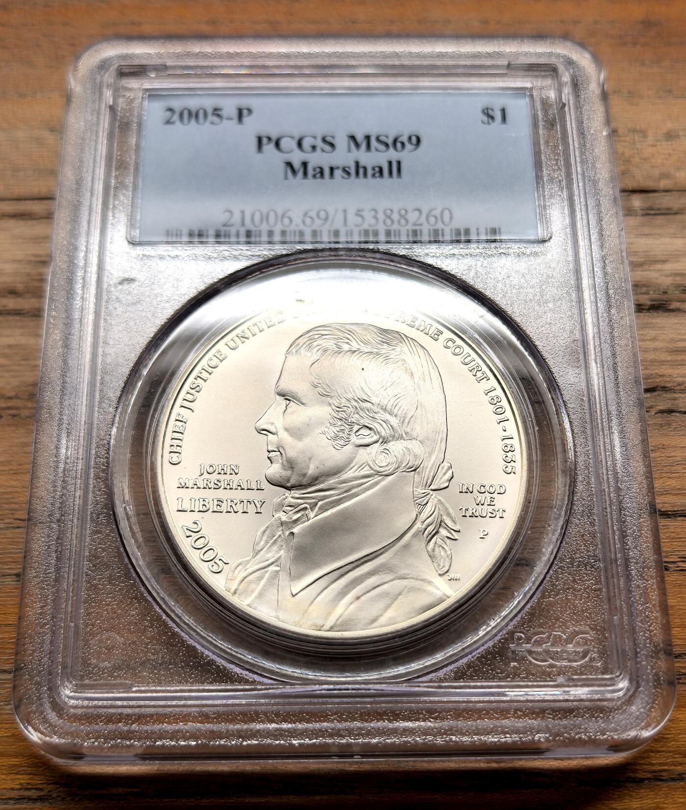 泉海漫舟·凡希社世界钱币微拍第三百十四期 2005美国大法官约翰·马绍尔纪念Dollar大银PCGS-MS69