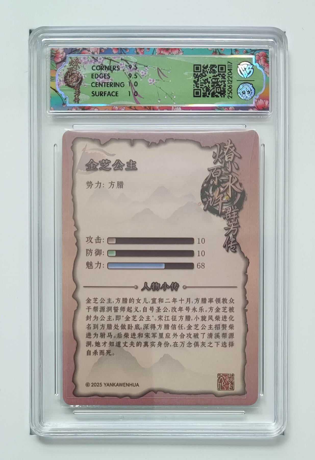 欢迎送拍、零成本上架，释放现金流，合理分配上拍卡品 【浮雕折光】玲姐 金芝公主 焱卡文化水浒群芳传（下）  分数：10GEMMINT 