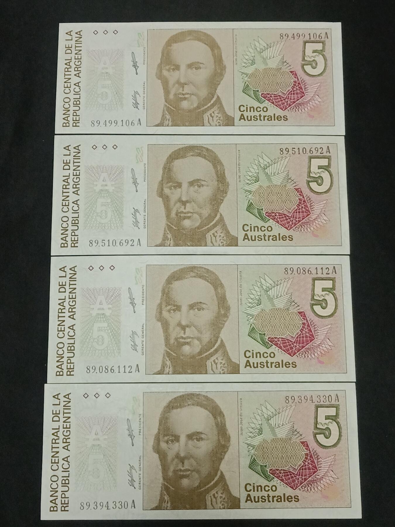 【游宝拍卖】乙巳蛇年86期  阿根廷-5奥斯特拉【全新品相UNC/UNC-】