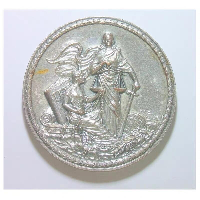 【艺术】法国艺术大章 女神高浮雕精制超大镀银章 63MM 103克