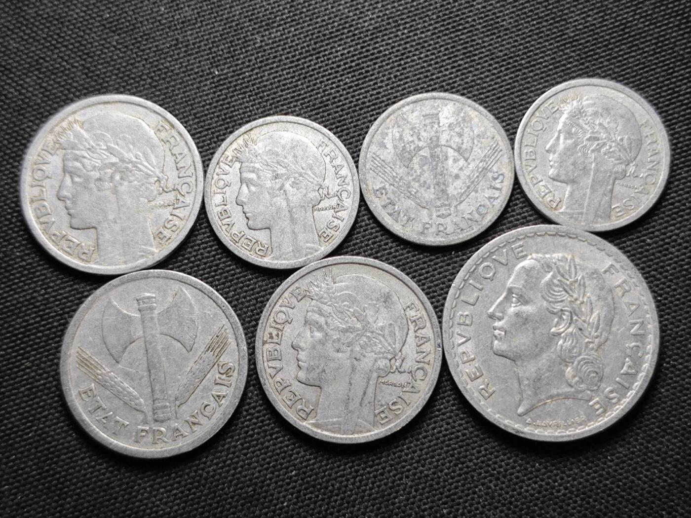 KK钱币收藏小铺  第370场  2月预留时间 周末发货  法国一组7枚