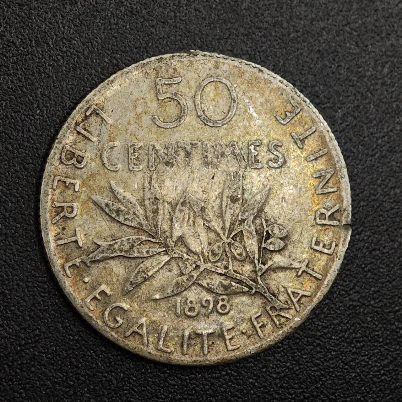 【淘币小摊】实时拍第七百九十六拍   小银币场   满百包邮可预留二周 每周一统一发货   法国1898年播种女神50分银币