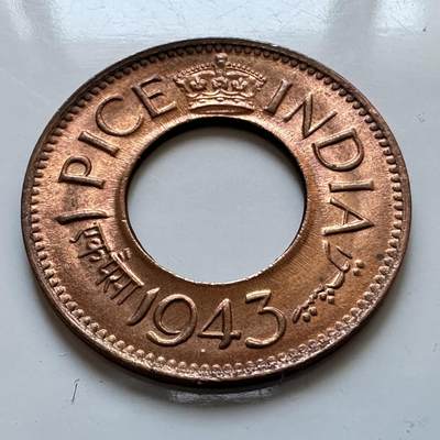 🌹外币初藏🌹🐯2025年第128场  每周二四六晚8️⃣点 接代拍 - 印度1943年1派沙 原光品a