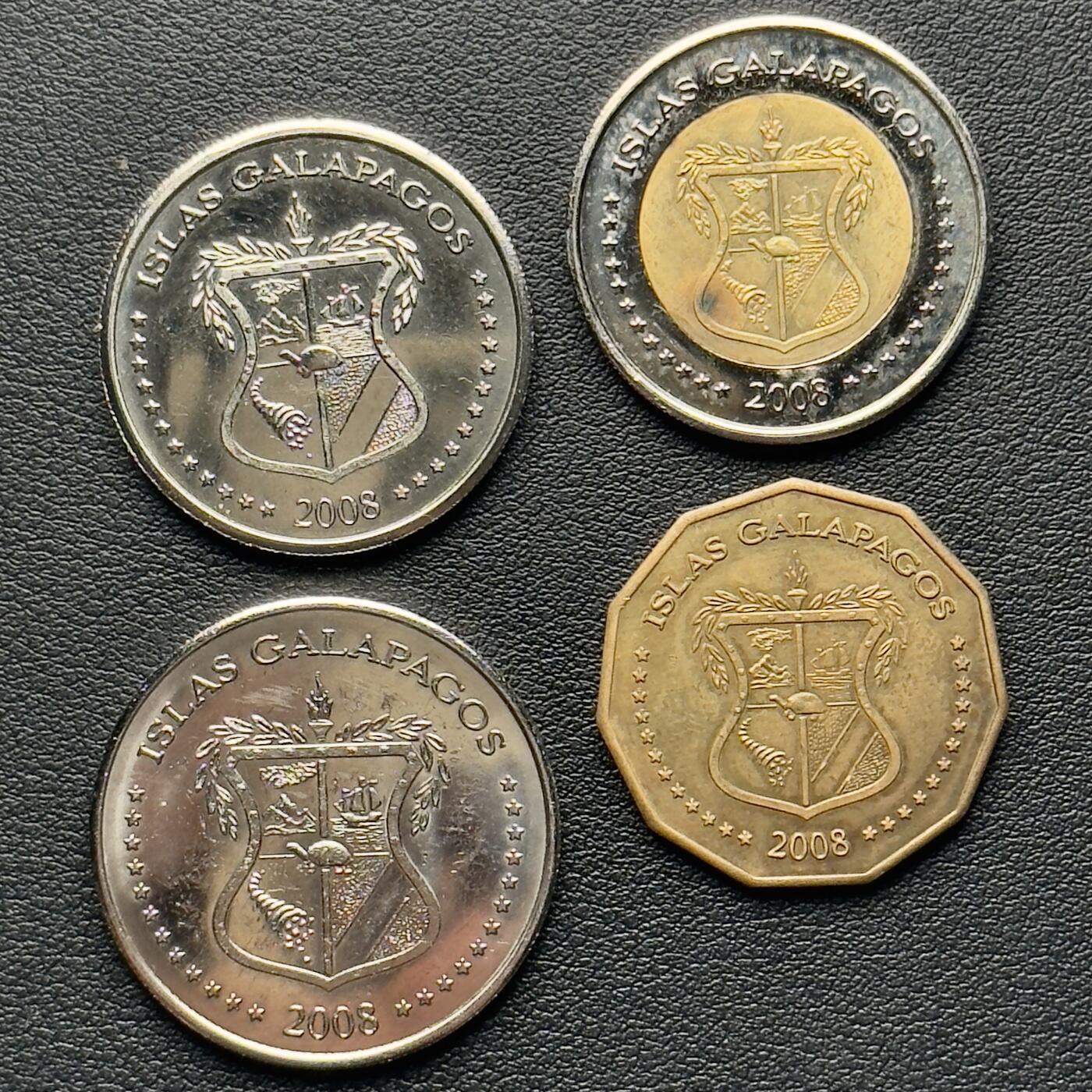 ＜小葵钱铺＞第65期·散币·银币场·满200包邮，不寄存·17号发货 加拉帕戈斯群岛2008年纪念套币4枚