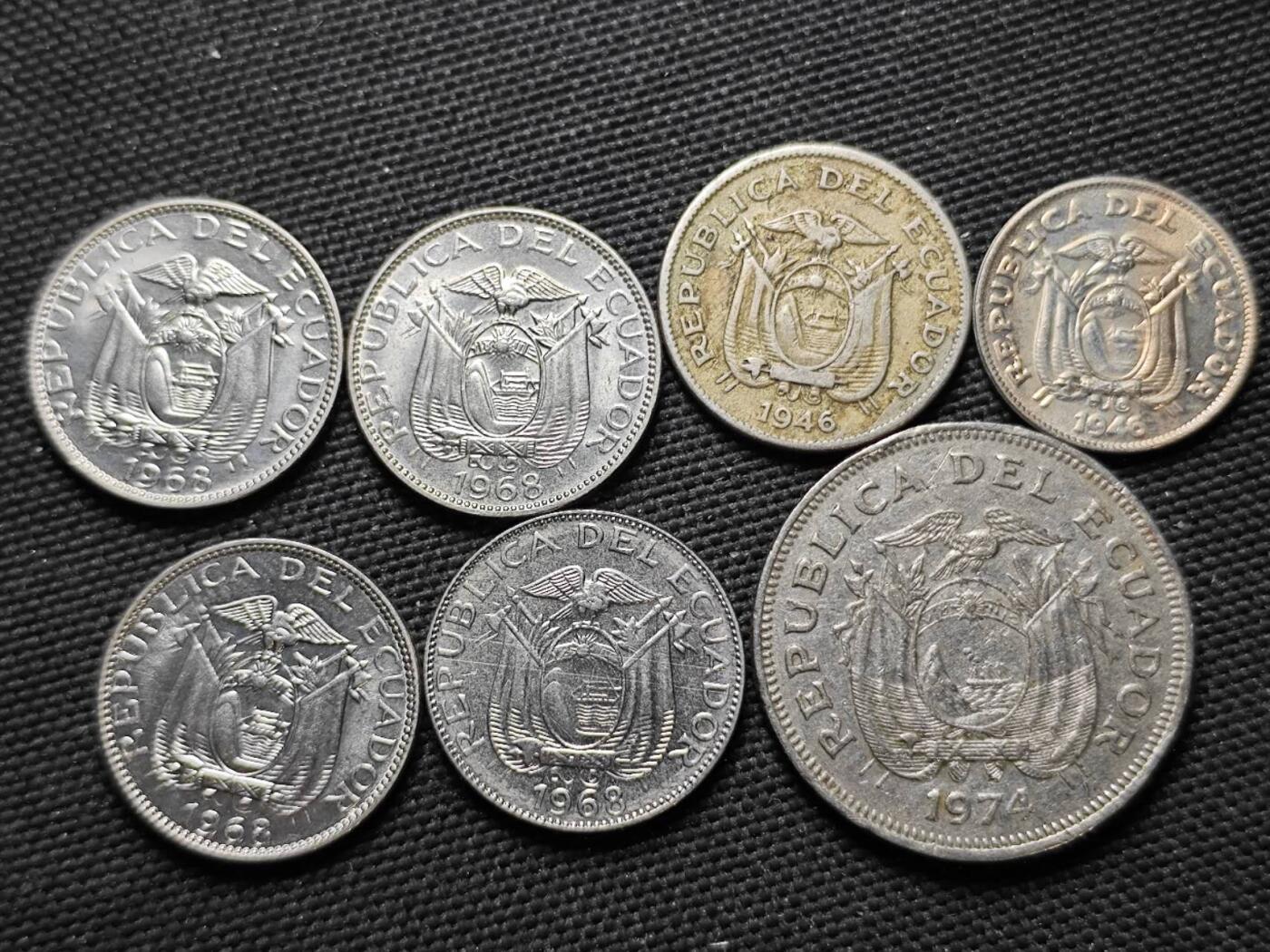 KK钱币收藏小铺  第370场  2月预留时间 周末发货  厄瓜多尔一组7枚