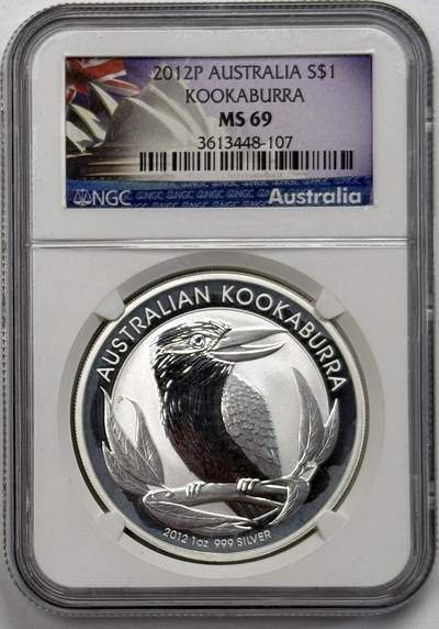 S&S Numismatic世界钱币-拍卖 第115期  - 澳大利亚2012年 翠鸟 1澳元1盎司999银币 NGC MS69澳大利亚国旗标