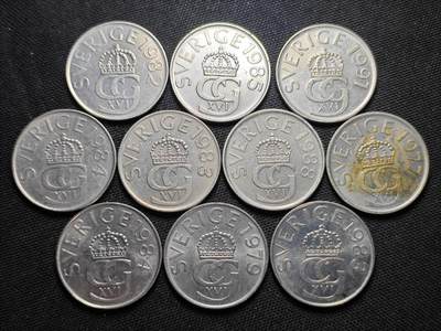 KK钱币收藏小铺  第370场  2月预留时间 周末发货 -  瑞典5克朗一组10枚