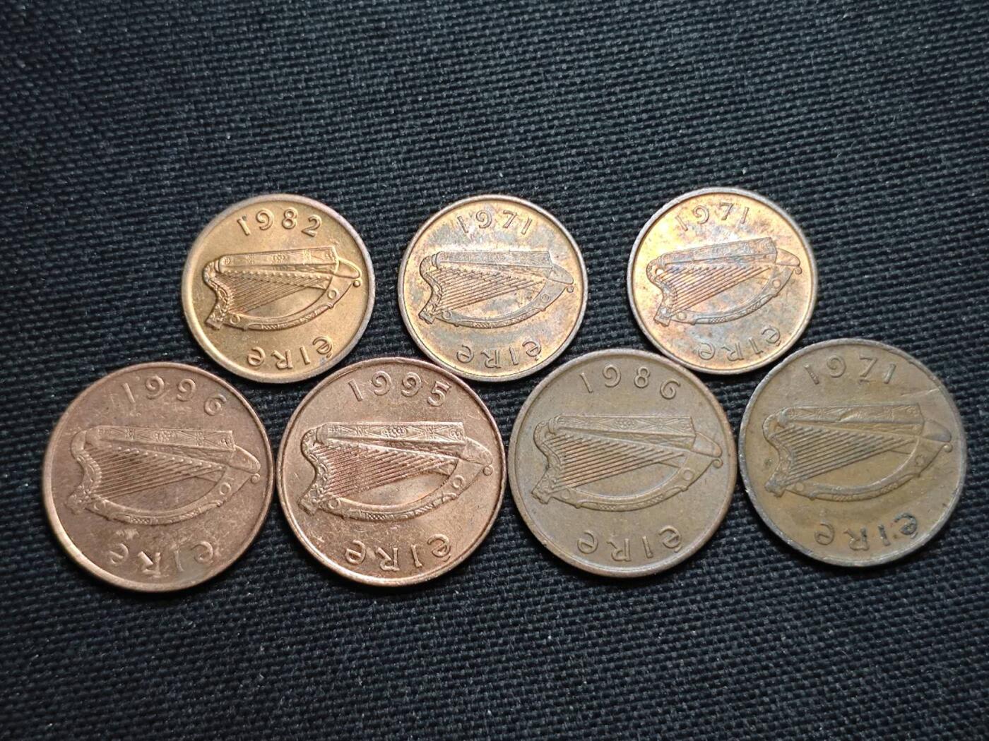 KK钱币收藏小铺  第370场  2月预留时间 周末发货  爱尔兰铜币一组7枚