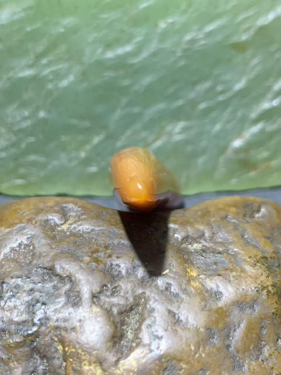 精美蒙料原皮冻料战国红随形玛瑙牙形吊坠一个，