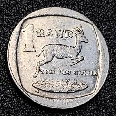 泉币菌-第129场-精品福利场（本场拍品多，请提前出价） - 1995南非1兰特铜镍币23mm跳羚羊非洲外币