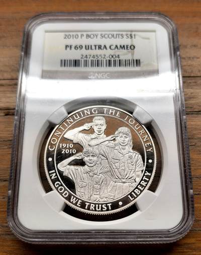 泉海漫舟·凡希社世界钱币微拍第三百十四期 - 2010美国童子军纪念Dollar大银精铸NGC-PF69UC