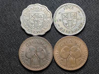 KK钱币收藏小铺  第370场  2月预留时间 周末发货 -  加纳一组4枚