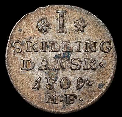 修遠堂世界钱币第九十三期 - 1809年丹麦1 SKILLING 带光