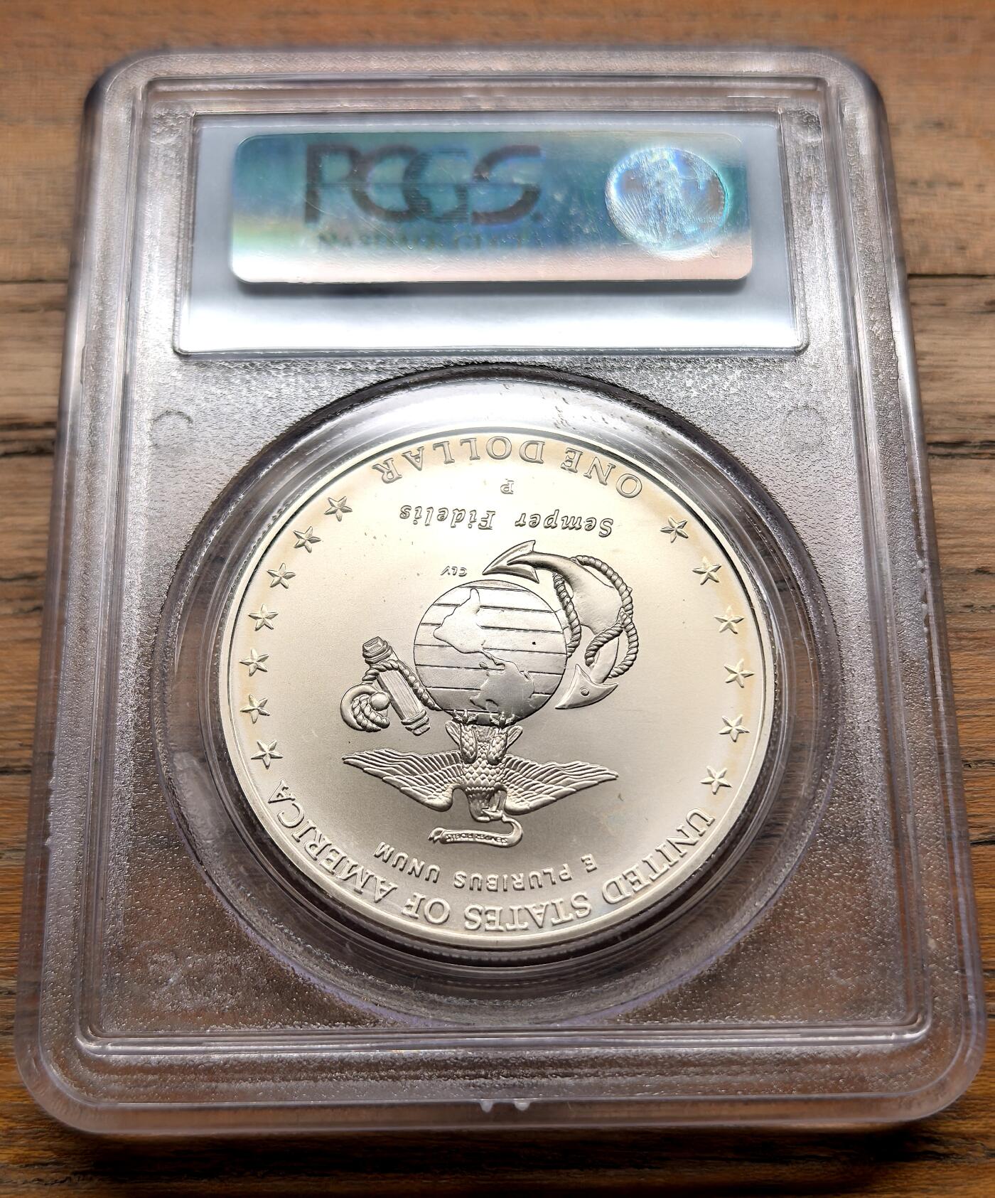 泉海漫舟·凡希社世界钱币微拍第三百十四期 2005美国海军陆战队纪念Dollar大银PCGS-MS69