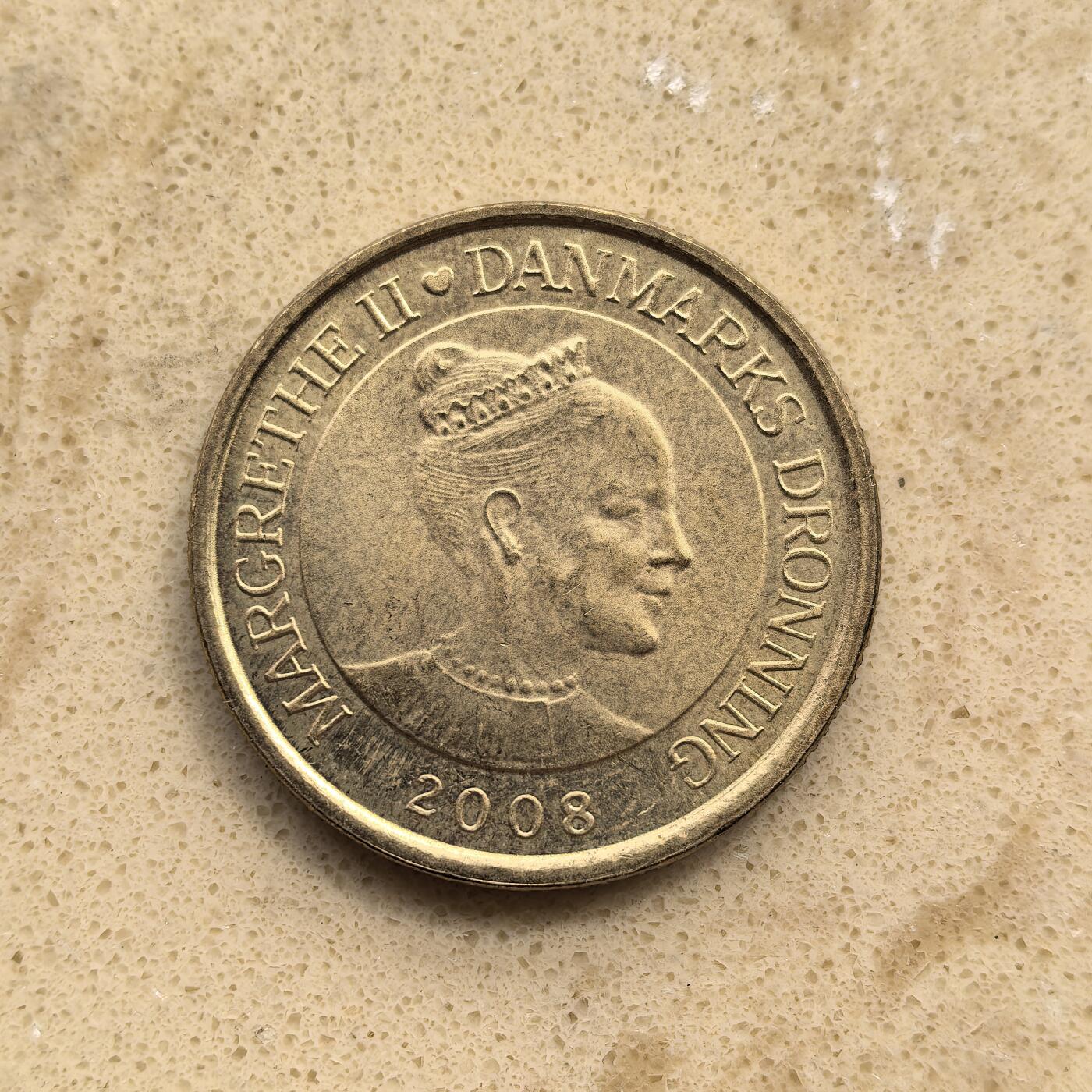 道一币馆币章第一百五十五场 丹麦2008年皇家游轮丹内布鲁克号20克朗纪念币