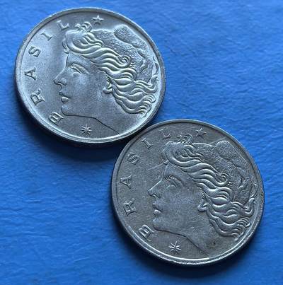 外国优质老铜币银币，周六九点倒数截拍，满百包邮，可寄存半年，喜欢朋友微信扫描二维码可直接参拍 - 巴西1967年-1969年1分2枚