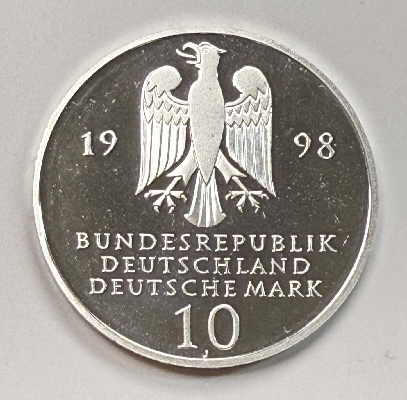 S&S Numismatic世界钱币-拍卖 第115期  德国1998年 哈雷弗兰克基金会成立300周年 10马克精制纪念银币 15.5克925银