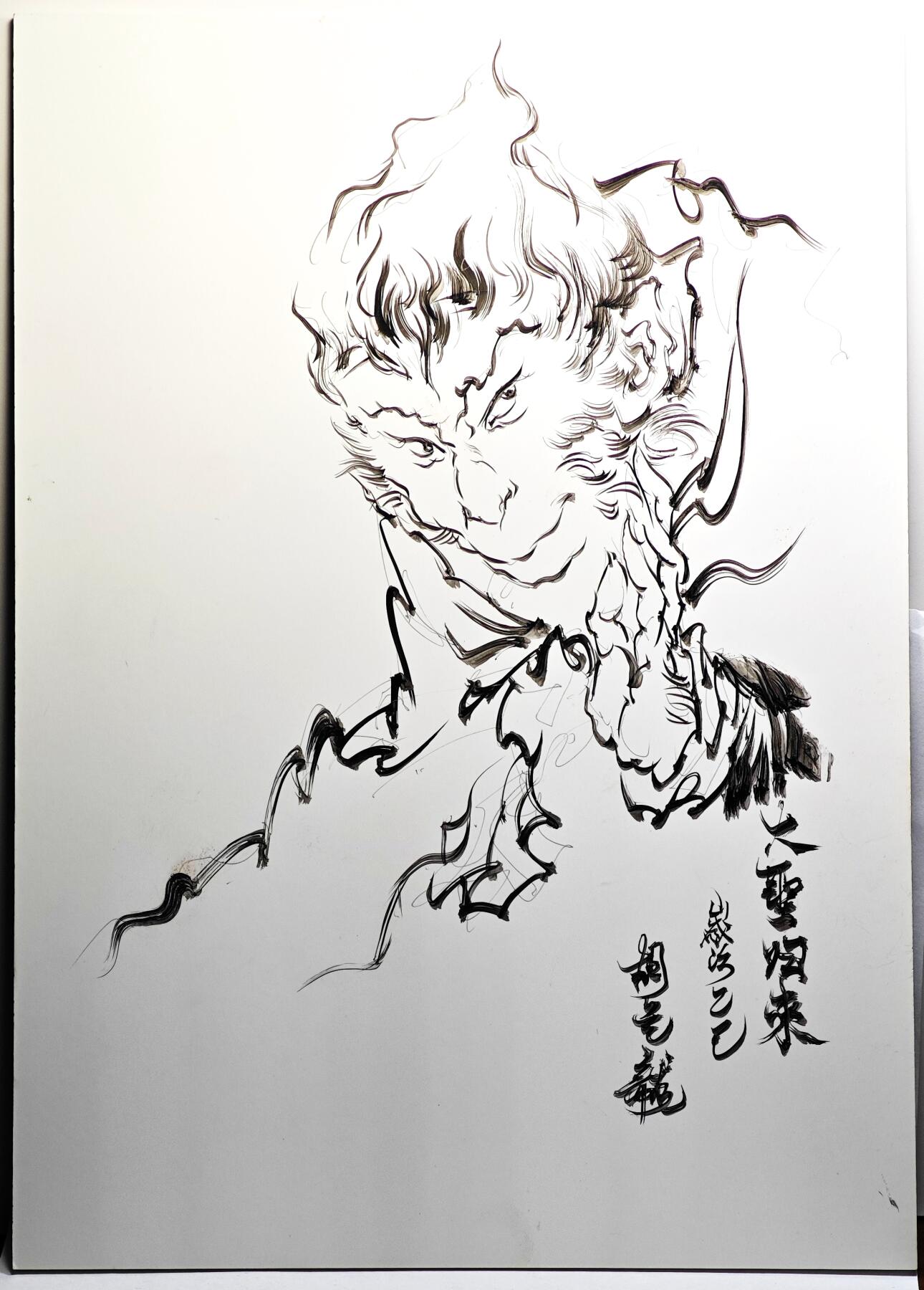 白泽拍卖卡牌手绘专场第28期（细雨生寒、寻梅闻香） 2025 胡艺龙工艺厚卡 鬼雕悟空 A4  胡艺龙正签名 背简绘大圣归来