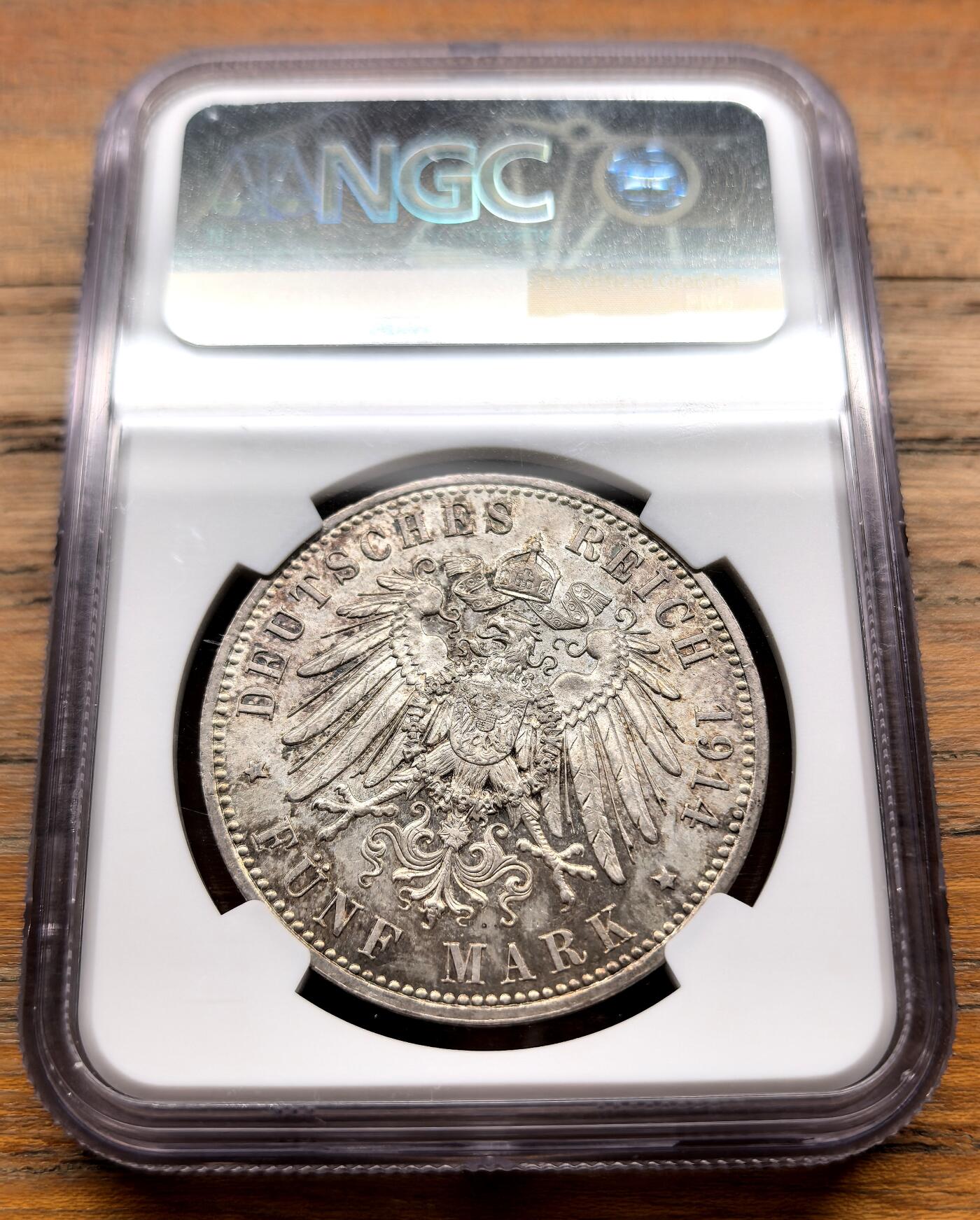 泉海漫舟·凡希社世界钱币微拍第三百十四期 1914A德国普鲁士军装版5马克大银NGC-MS63
