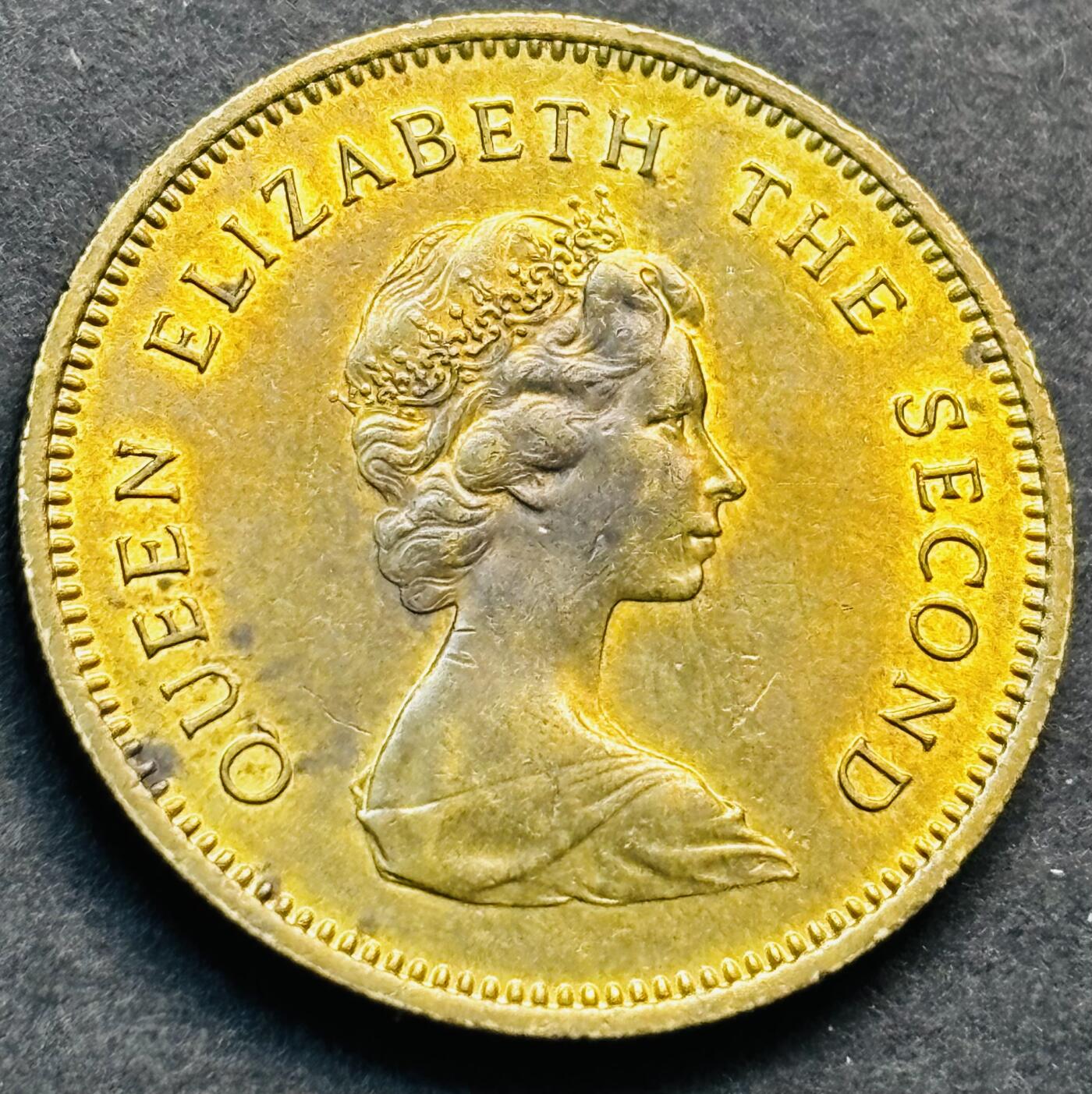 文馨钱币收藏第 281 场，【 长期接收代拍品】银元，银币，套币，纸币专场（本场截拍后休息三天，19 号发货） 原铜光品相 1980 年英属香港五毫铜币，伊丽莎白二世 第三版关门年