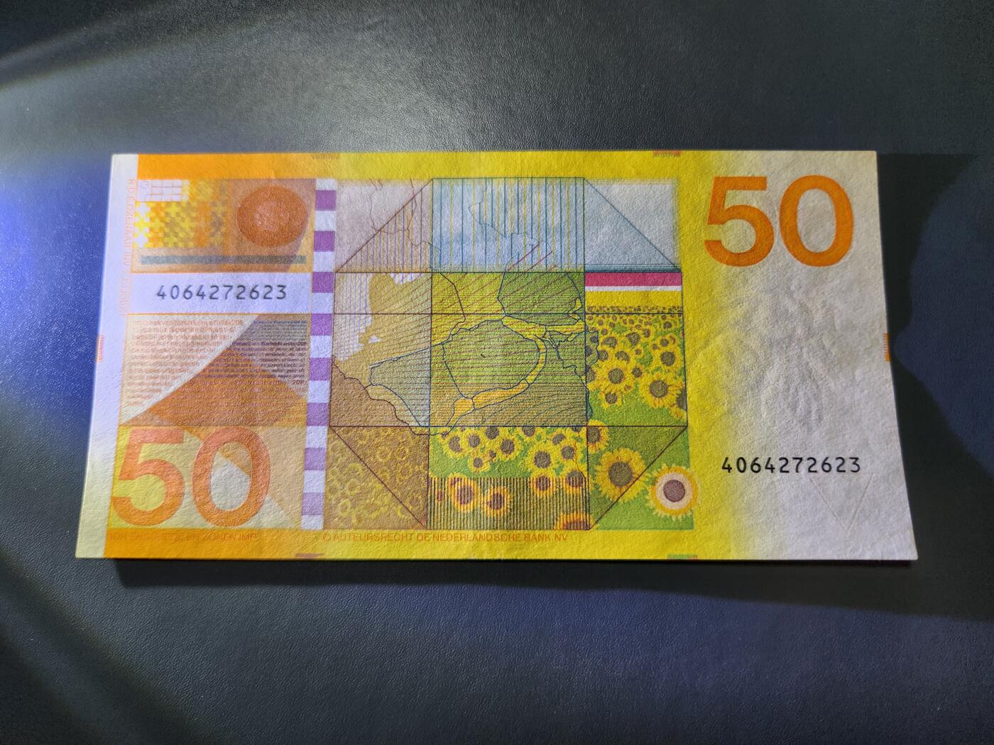 11月15号晚上8点 外国纸币自动截拍第58场 荷兰50盾 极美品