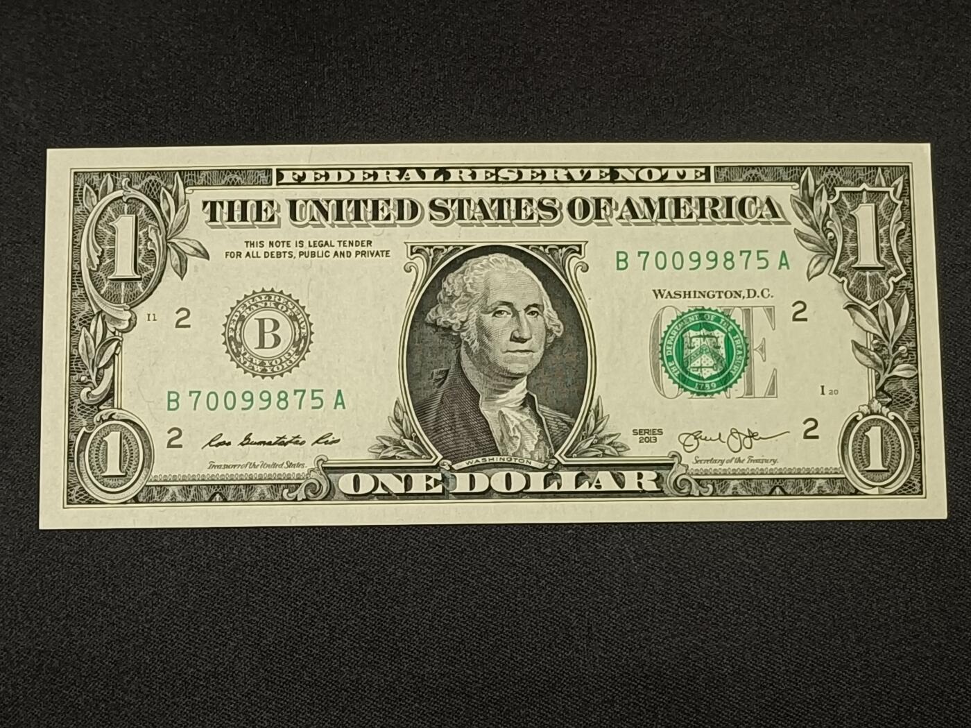 【游宝拍卖】乙巳蛇年86期  美国-1美元【SERIES-2013 B2纽约版 全新UNC】