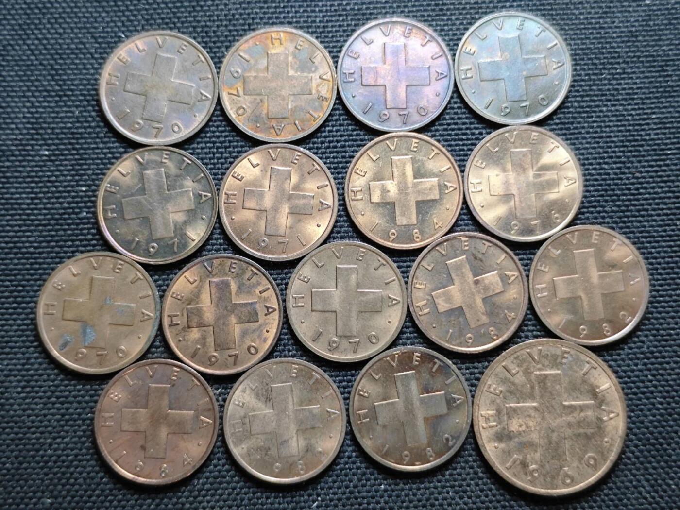 KK钱币收藏小铺  第370场  2月预留时间 周末发货  瑞士铜币17枚一组