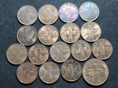 KK钱币收藏小铺  第370场  2月预留时间 周末发货 -  瑞士铜币17枚一组