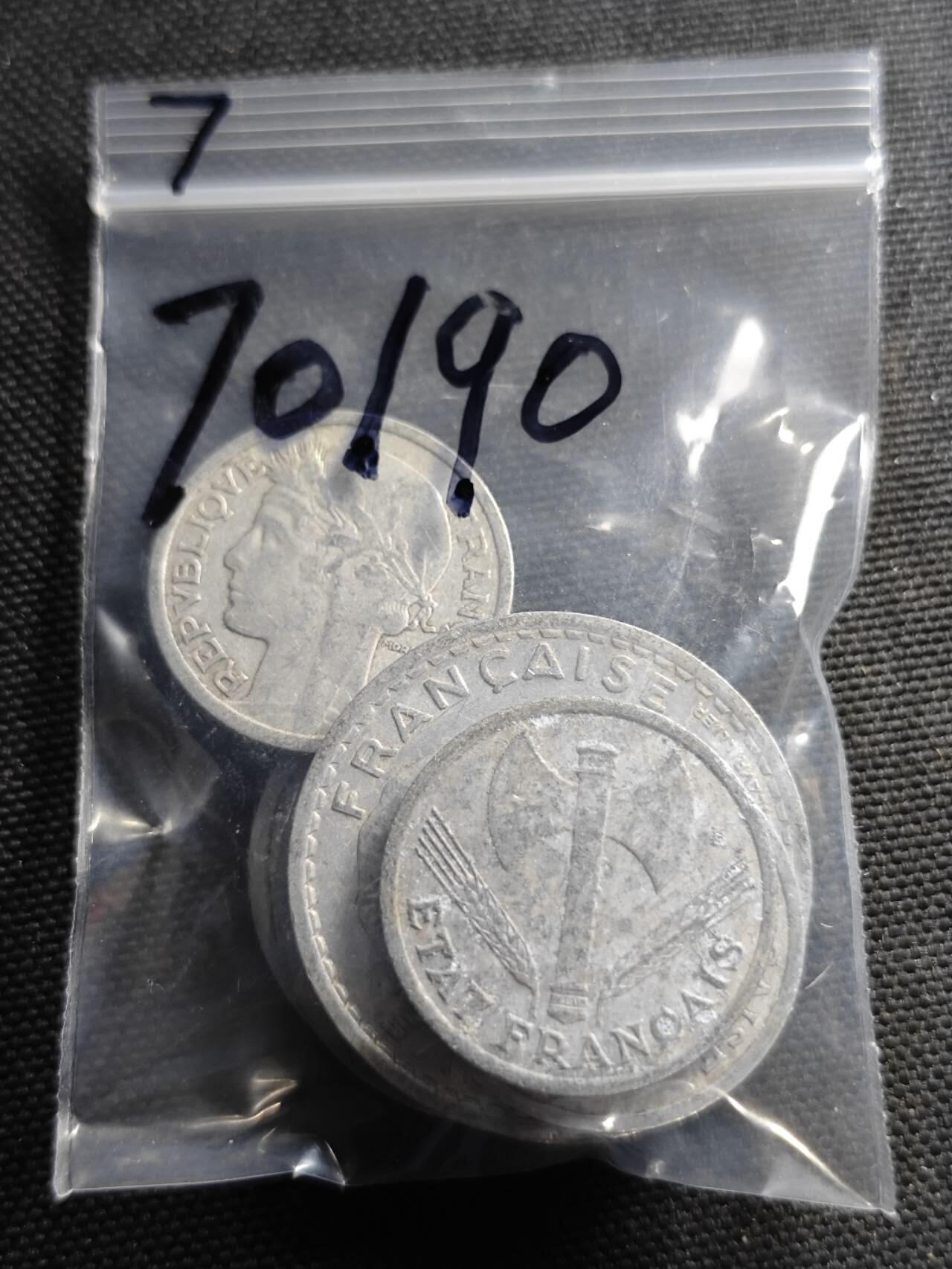 KK钱币收藏小铺  第370场  2月预留时间 周末发货  法国一组7枚